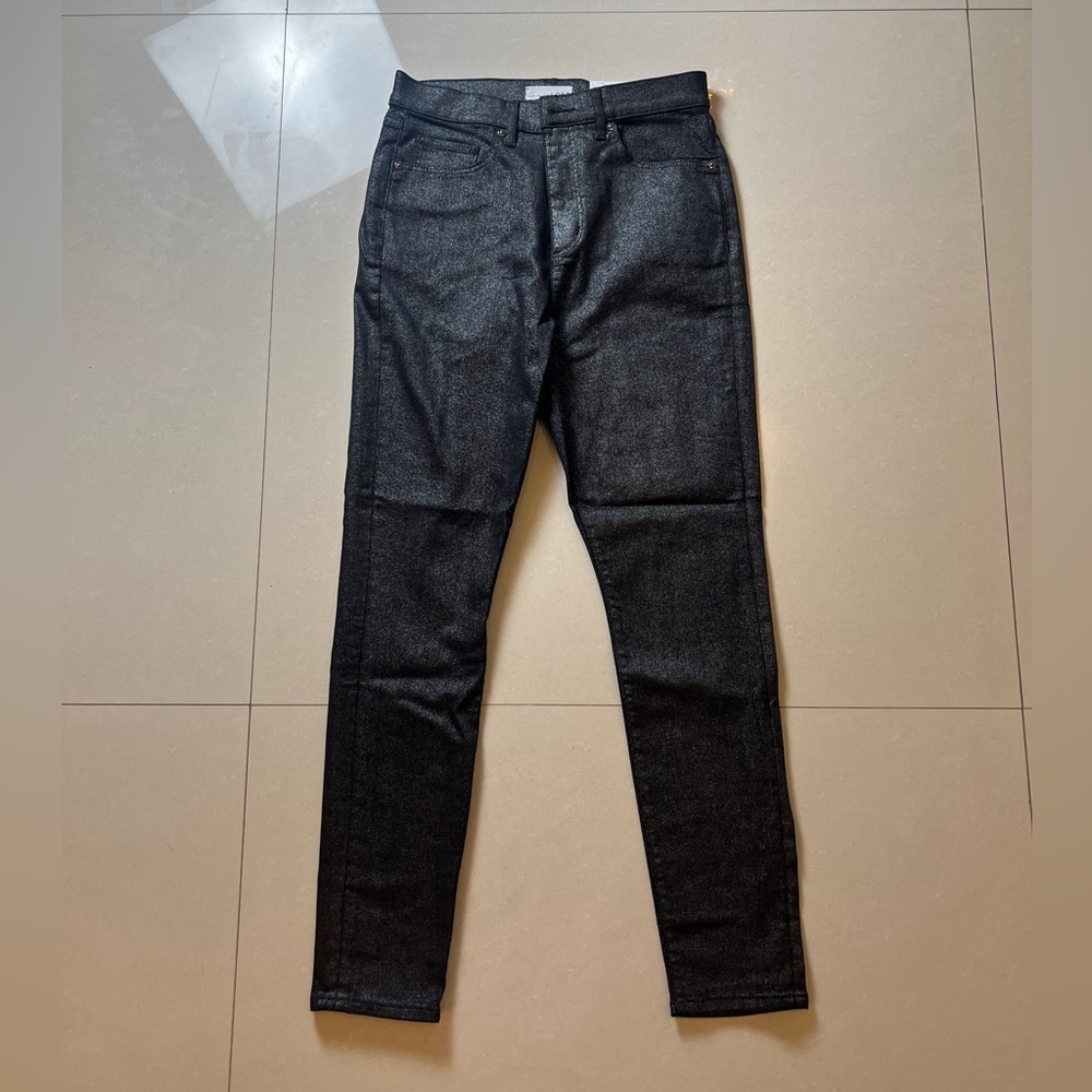 LOFT womens Black Shimmer Skinny Jeans